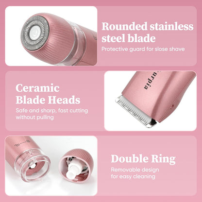 Bikini Trimmer for Women — 2-In-1 Replaceable Women'S Facial Razor, Ceramic Blade,Intimate Area Hair Remover, Facial & Body Hair Remover