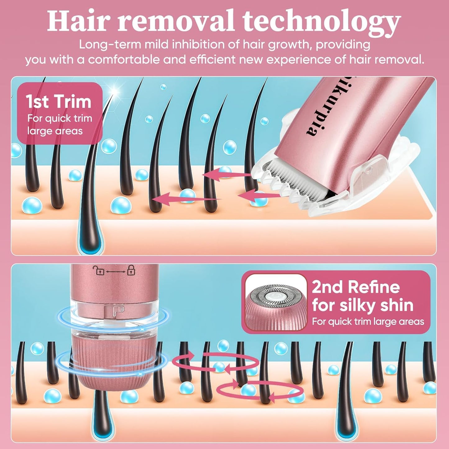Bikini Trimmer for Women — 2-In-1 Replaceable Women'S Facial Razor, Ceramic Blade,Intimate Area Hair Remover, Facial & Body Hair Remover