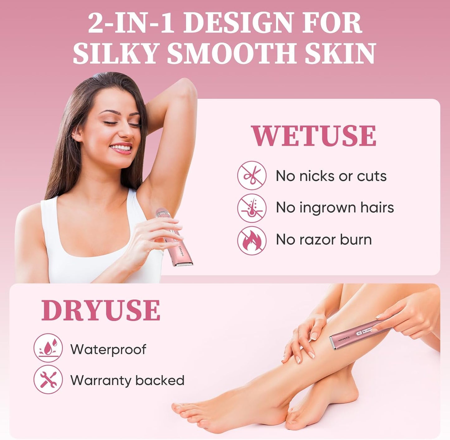 Bikini Trimmer for Women — 2-In-1 Replaceable Women'S Facial Razor, Ceramic Blade,Intimate Area Hair Remover, Facial & Body Hair Remover